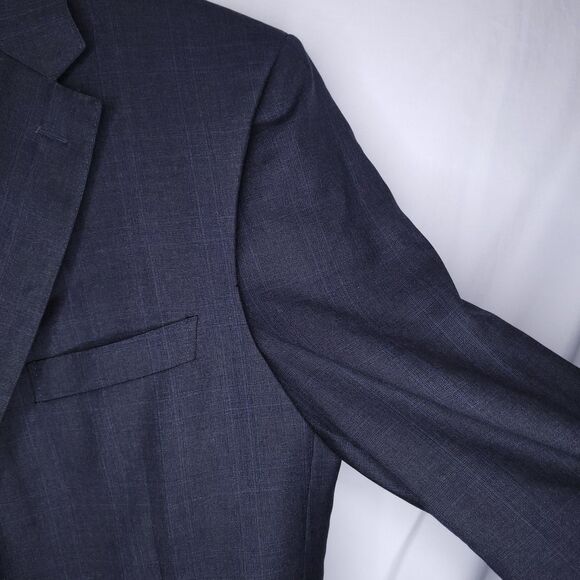 Canali Wool Blazer Mens 42 Black Plaid 2 Button Single Breasted - Picture 4 of 11